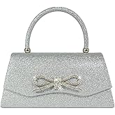 Trisapu Womens Evening Bag Sparkly Bow Clutch Purse Wedding Party Purses Glitter Rhinestone Cocktail Prom Handbags