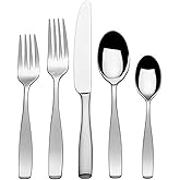 Mikasa Satin Loft 65-Piece Flatware Set, Service for 12, 18/10 Stainless Steel Silverware with Satin Finish, Includes Serving Utensils, Dishwasher Safe
