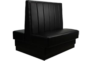 FACTORY DIRECT PARTNERS FDP Six-Channel Double-Sided Four Person Commercial-Grade Durable Vinyl Restaurant Booth Seat; Heavy-Duty Wall-Flush Boutique Design for Diner, Lounge and Cafeteria Seating, Quick Assembly - Black