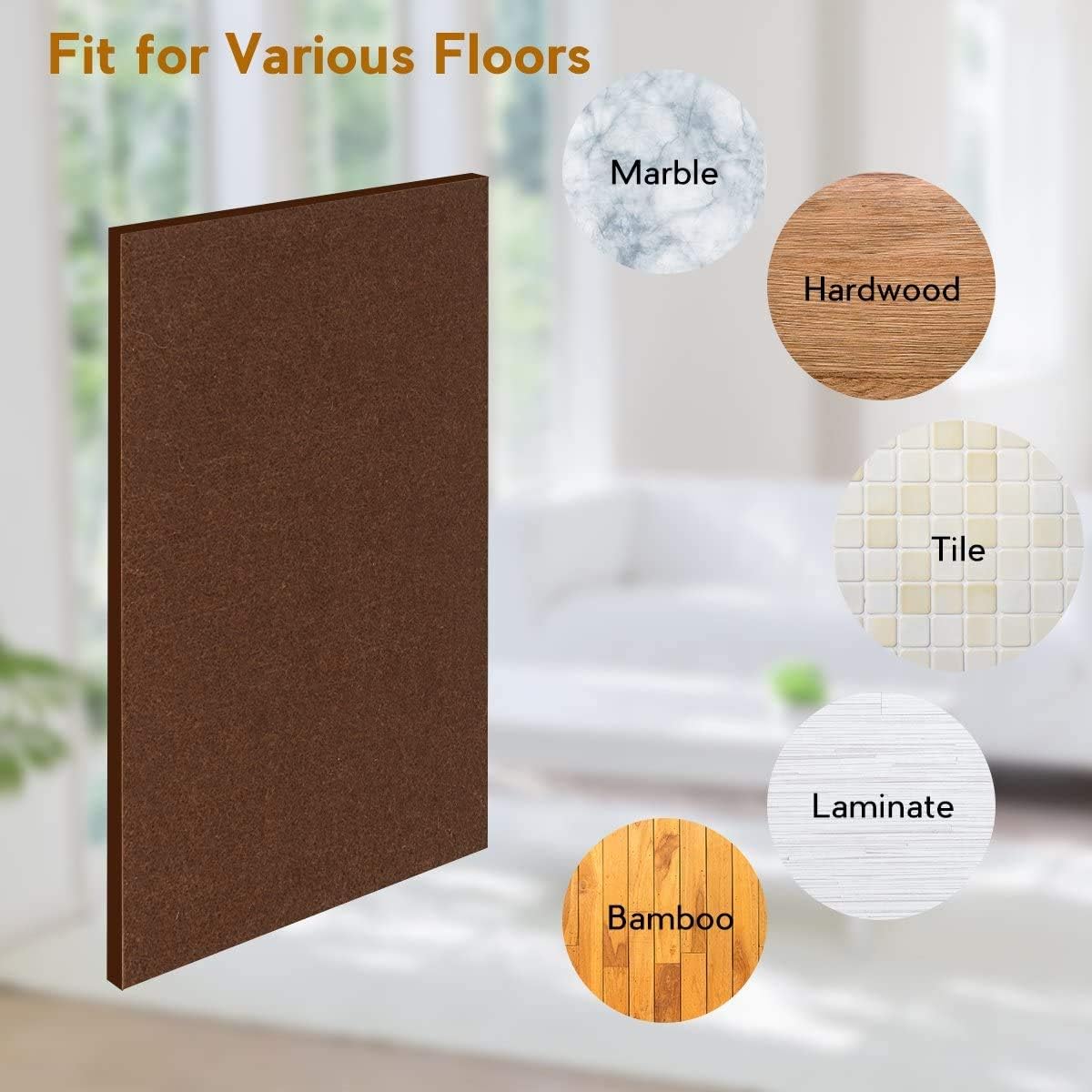 Zitrades Furniture Pads, 10 Pack, 20cm x 15cm x 3mm Thick, Self-Stick Felt Floor Protector Pads for Furniture Hardwood Floors - Image 4