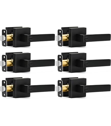 AIKKIL Matte Black Door Handle Interior Knob Keyless Levers Set (6