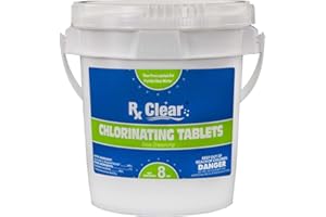 Rx Clear 3" Inch Stabilized Chlorine Tablets | 8 Pounds | Individually Wrapped Chlorinating Tabs for Sanitizing Swimming Pools & Spas | Long Lasting, Slow Dissolving, and UV Protected