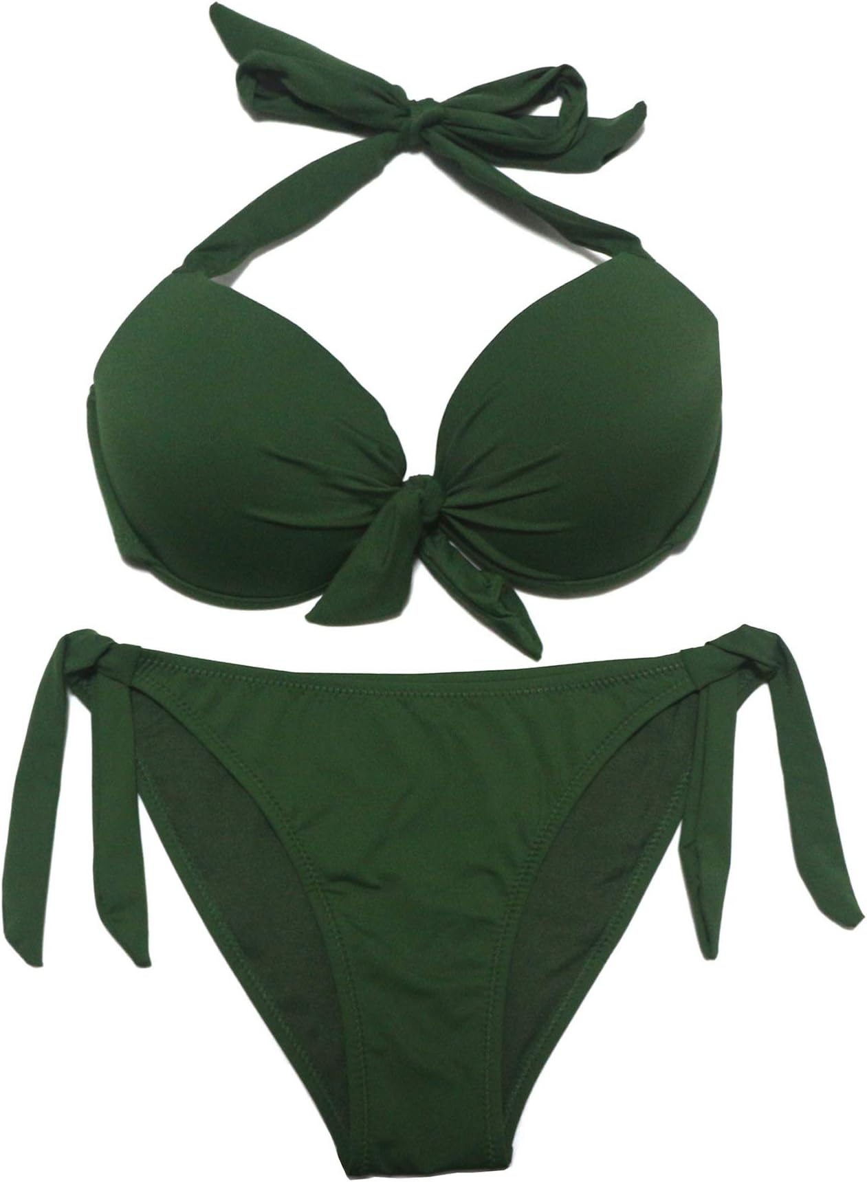 EONAR Womens Removable Padded Push Up Bikini Set Tie Side Swimsuit Swimwear