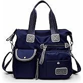 Tote Bag for Women,Multi Pockets Shoulder Handbag,Nurse Bag for Work,Large Cross body Purse,Fashion Nylon Top Handle Satchel