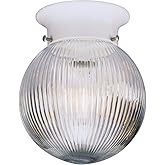 Progress Lighting P3599-30 Clear Ribbed Glass Globe K.O For Switch, White 6-Inch Diameter x 7-1/4-Inch Height