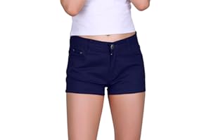 HDE Women's Solid Color Ultra Stretch Fitted Low Rise Moleton Denim Booty Shorts