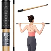 Bamboo Dowel Rod, 5ft/149 cm, Flexibility Stick for Physical Therapy | Premium Yoga Stick with Super Sturdy Rubber Handle Ends, Exercise Bar for Posture Corrector, Stretch