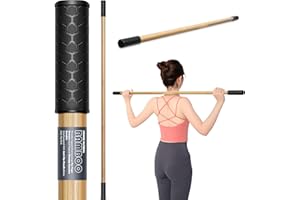 TAIKULA Bamboo Stretch Yoga Stick, 5ft/149 cm, Flexibility Stick for Physical Therapy, Premium Yoga Dowel with Super Sturdy Rubber Handle Ends, Exercise Bar for Posture Corrector