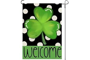 UTSANG Welcome St Patricks Day Shamrock Garden Flags 12x18 - Polka Dot Yard Flags Double Sided- Small Flag Banner for Holiday Yard Outside