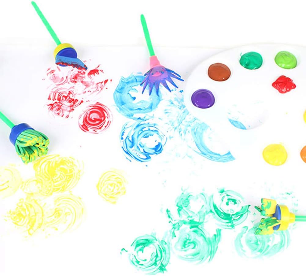 FOVERN1 60 Pieces Sponge painting for Toddlers Painting Brushes Kits for Kids Foam Paint Brushes Set - Image 4