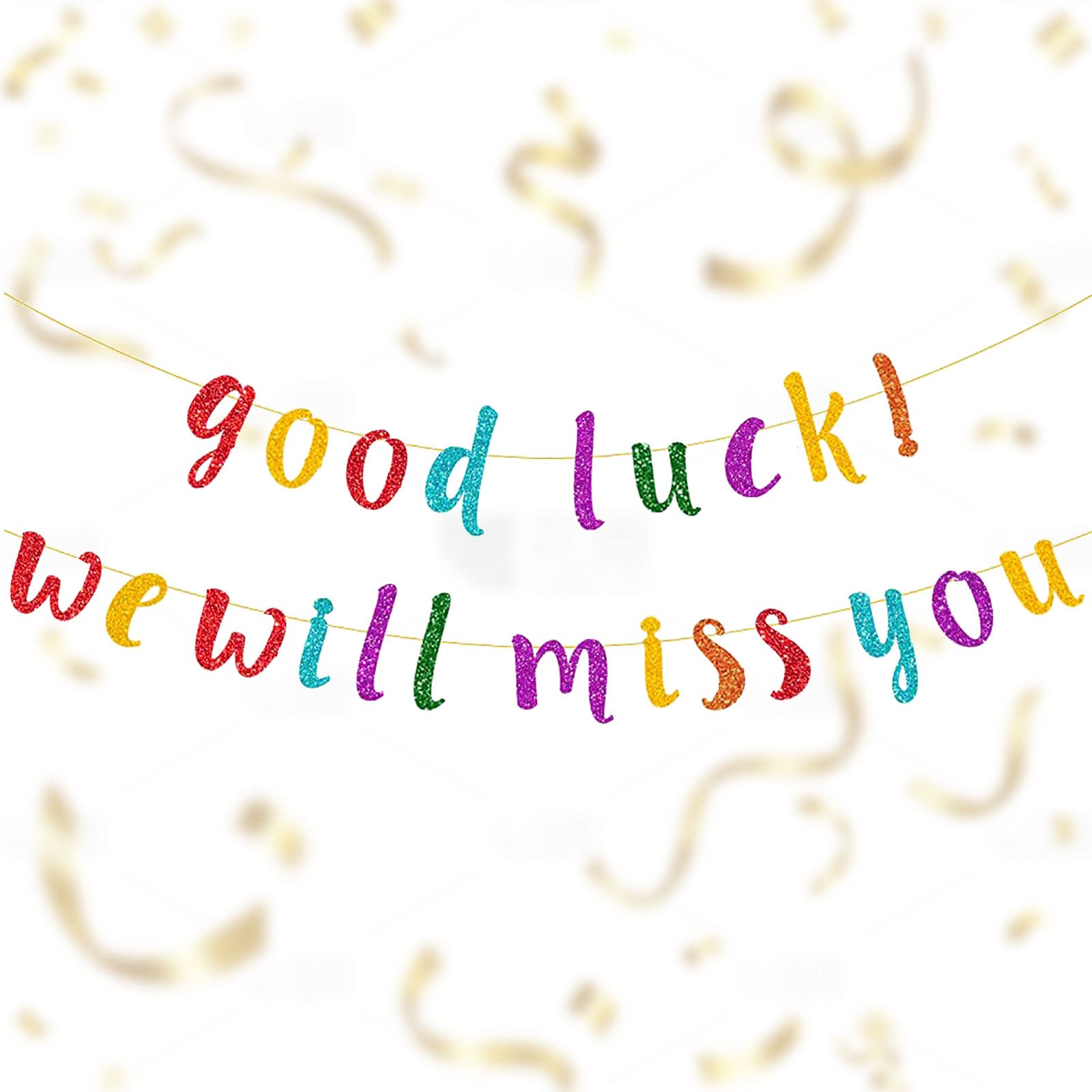 VIKSAUN Retirement Decorations Multicoloured Good Luck! We Will Miss You Party Banner Farewell Office Work for Graduations Leaving Party Decorations (Multicolour)