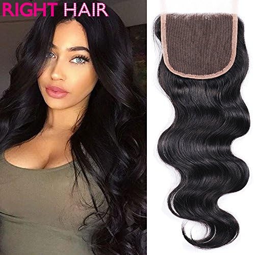Right Hair Middle Part Brazilian Virgin Hair Lace Closure 22" Body Wave 4"x4" Unprocessed Natural Color Hair Closure Piece