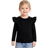 ZFZDRen 12M-14Y Toddler Baby Girls T Shirt Solid Color Blouse Ruffle Top Cotton Casual Tees Plain Shirt