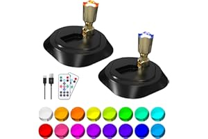 LEASTYLE LED Wireless Spotlights with Remote,RGBW Rechargeable Up Lights Indoor,16 Color Changing Battery Operated Light with Timer Dimmable Accent Light for Grow Parties,Black+Gold,2 Pack
