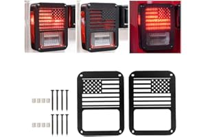 A ABIGAIL Tail Light Cover Compatible with Jeep Wrangler JK/JKU 2007-2018, Taillight Cover Guard with US Flag Pattern Decorative Protector Exterior