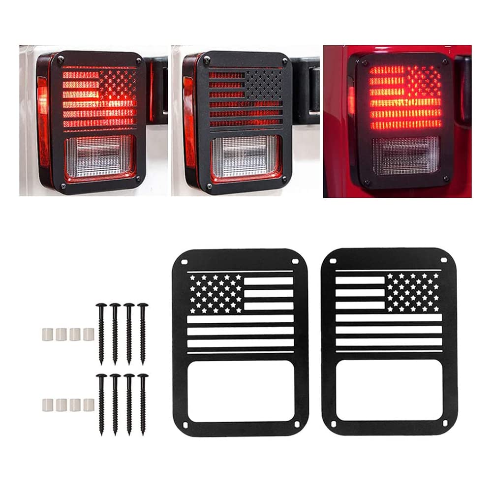 Photo 1 of Tail Light Cover Compatible with Jeep Wrangler JK/JKU 2007-2018, Taillight Cover Guard with US Flag Pattern Decorative Protector Exterior