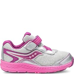 Saucony Ride 10 Jr Running Shoe, Silver/Pink, 4 US