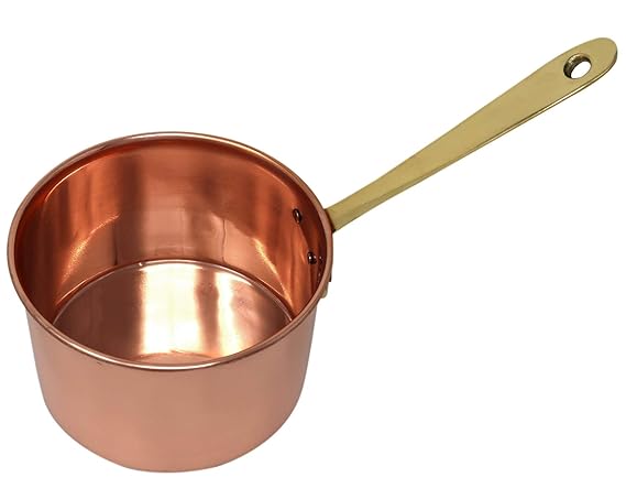 ShalinIndia Copper Saucepan with Handle Traditional Cookware Kitchen Utensil and Accessories for Home Capacity 900 Ml