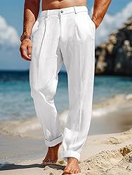 Runcati Mens Casual Pants Elastic Waist Lightweight