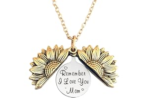 Gift Necklaces for Mom Mother from Daughter Son Remember i Love You Mom Necklace for Best Mom Mother Gold Sunflower Locket Ne
