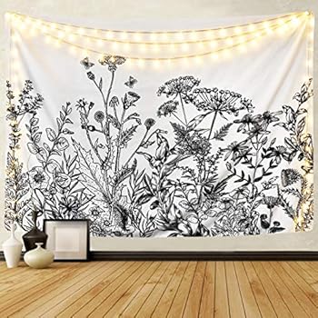 BLEUM CADE Herbs Plant Wild Flowers Tapestry Wall Hanging Floral Plants Tapestry Nature Scenery Tapestry for Living Room Bedroom Dorm Home Decor