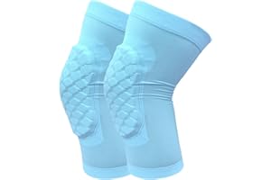 SUJAYU Basketball Knee Pads for Kids Volleyball Knee Pads, Honeycomb Basketball Sleeves Baseball Sleeves Youth Boys & Girls, Knee Savers for Catchers Youth Wrestling Soccer Football Volleyball Roller Skating (Light Blue, Small)