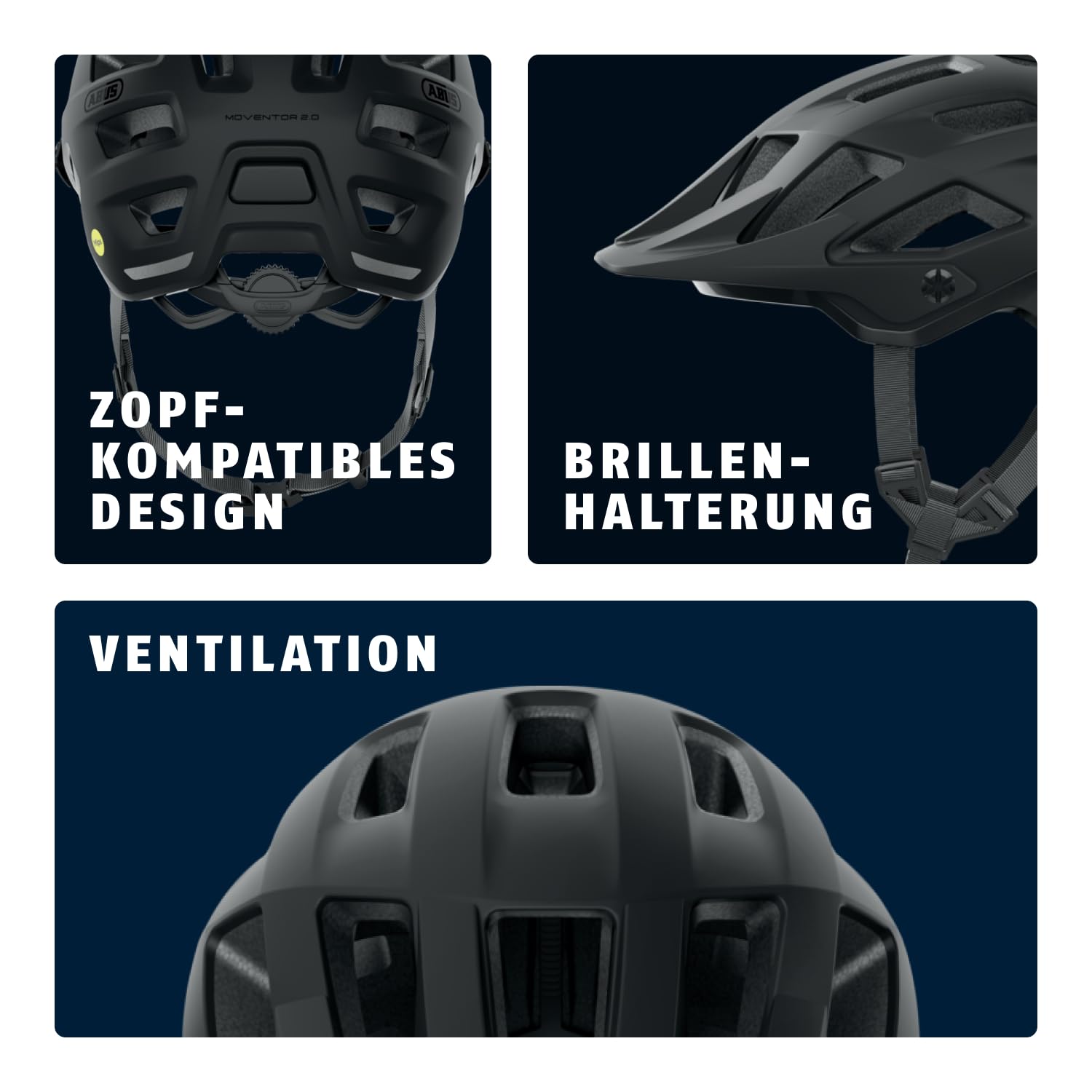 ABUS MTB-Helm Moventor 2.0 MIPS - Fahrradhelm mit Aufprallschutz für den Geländeeinsatz auf dem Mountainbike - All-Mountain-Helm für Damen und Herren - Schwarz Matt, M 5