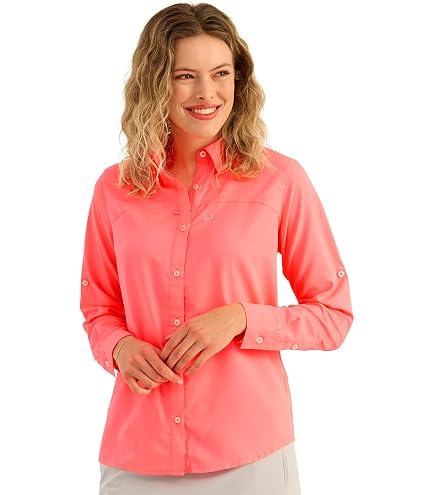 Amazon.com: Huk Women's Standard Tide Point Long Sleeve, Button