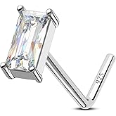 Jewseen 925 Sterling Silver Zircon L-Shaped Nose Stud 20G Nostril Piercing Jewelry