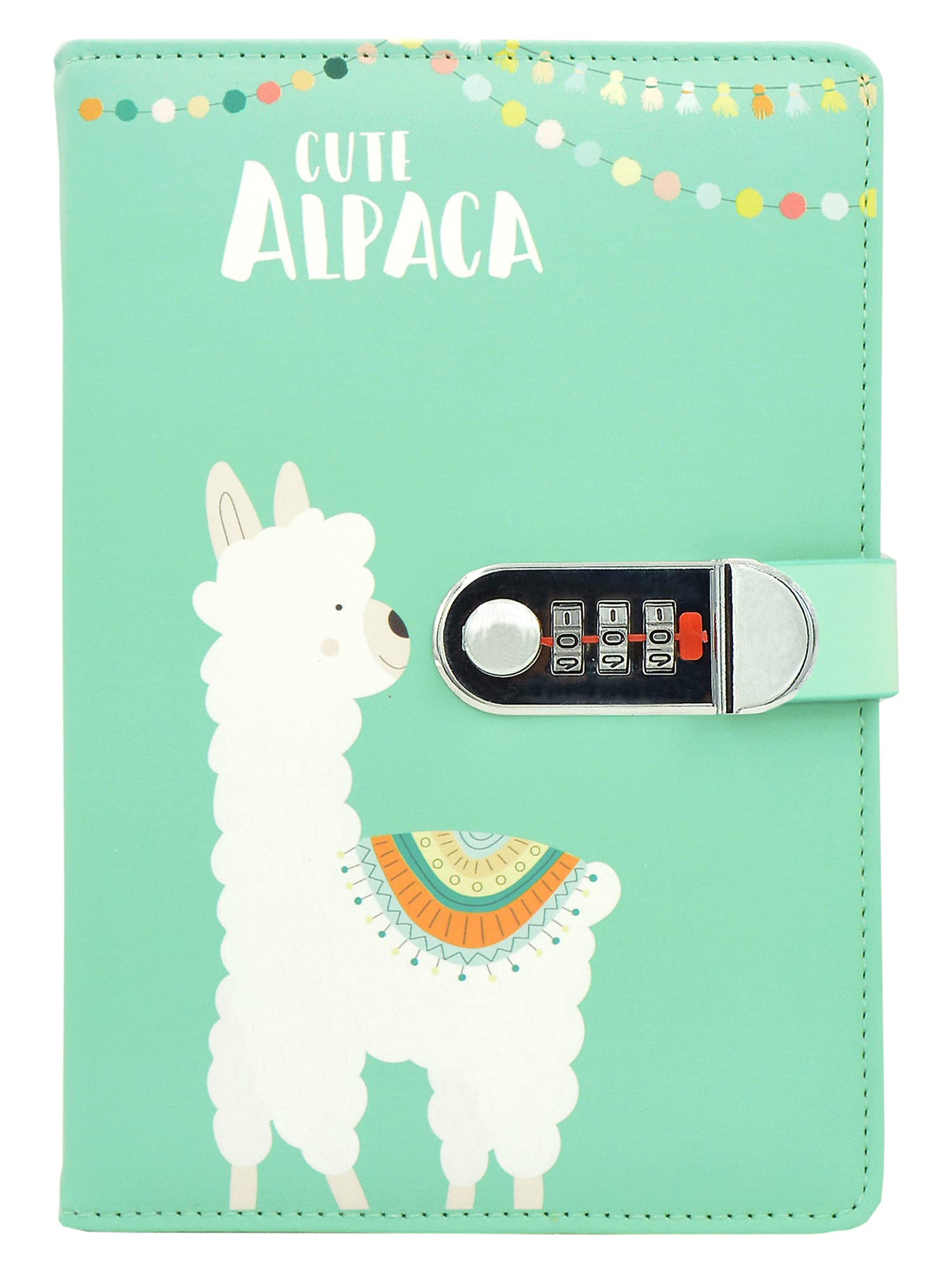 NectaRoy A5 Lockable Diary Travel Journal, PU Leather Cartoon Animals Pattern Password Notebook Sketchbook, Office School Supplies Student Stationery Birthday Gift, Pen Holder&Card Slots, 215x145mm