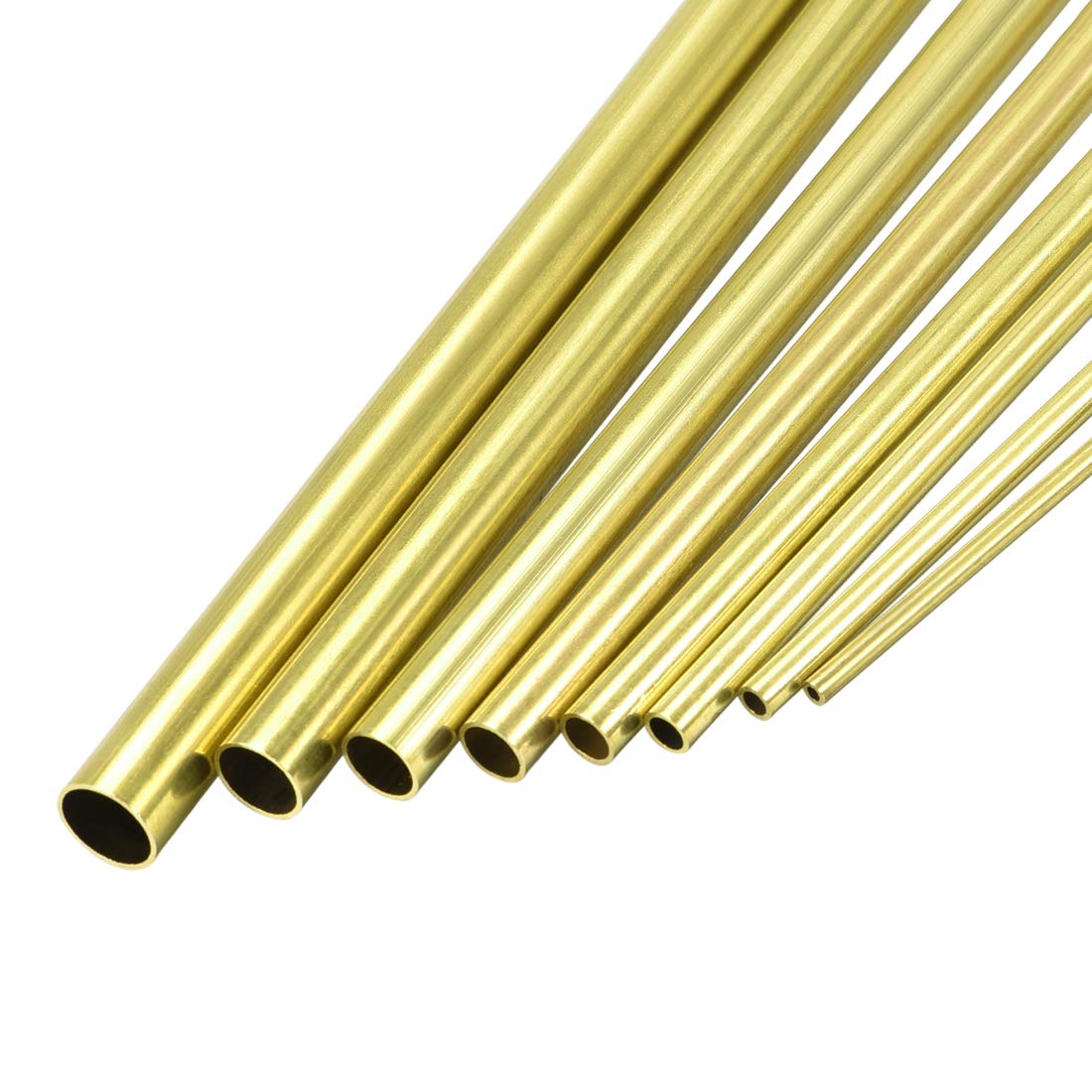 sourcing map Brass Tube, 2.5mm 3.5mm 4.5mm 5.5mm 6.5mm 7.5mm 8.5mm 9.5mm OD x 0.5mm Wall Thickness 300mm Length Seamless Round Pipe Tubing, Pack of 8