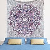 Indian Purple-blue Bohemian Psychedelic Floral-ombre Queen-size-large-mandala Tapestry-hippie-84x90
