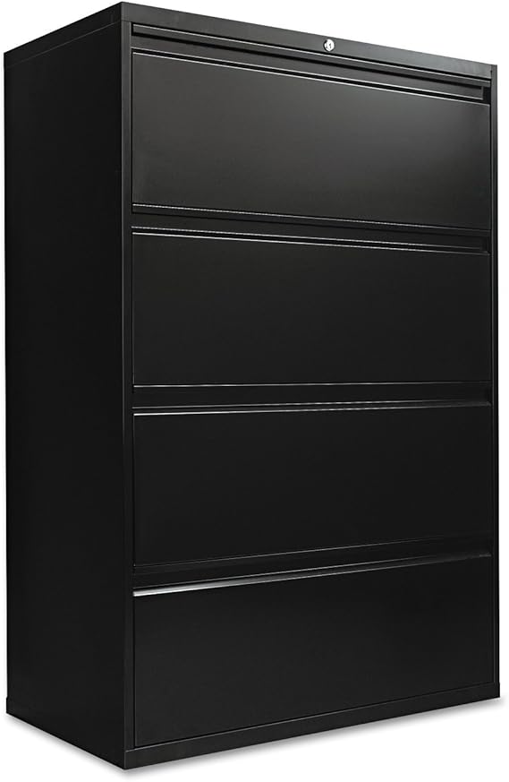 Amazon Com Alera 4 Drawer Lateral File Cabinet 36 By 19 1 4 By 54 Inch Black Furniture Decor