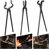 Blacksmith Tongs Set 3 Pcs Flat, Wolf Jaw Bolt, Heavy Duty Forged Steel | Heat Treated Forging Tongs for Knife Making &amp; Bladesmithing,Heavy Duty Steel Gripping Tool for Farriers,Welding,Metal Smith