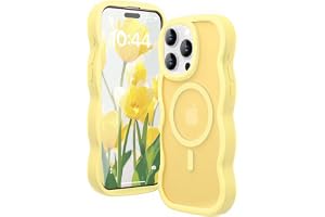 for iPhone 16 Pro Case for Magsafe Wavy Frame Cute, Yellow