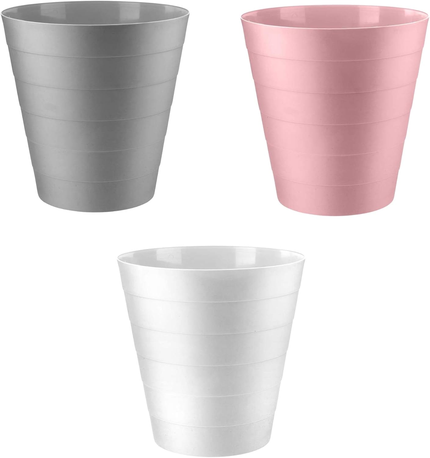 Home+ Plastic Waste Paper Bin Basket 6L Waste Rubbish Trash Can Round Kitchen Bathroom Bedroom Office Garbage Dustbin, 6 Litre (Grey) - Image 4