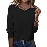Zeagoo Tops for Women Dressy Crewneck Long Sleeve Shirts Lightweight Basic Tee Business Casual Outfits