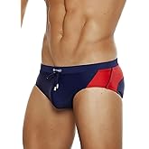 MIZOK Men's Swimwear Sexy Low Rise Bikini Briefs Quick Dry Swimsuit with Drawstring