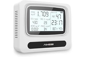9-in-1 Air Quality Monitor Indoor,CHNADKS Portable Air Quality Tester CO2 Monitor with LCD Rechargeable VOC Sensor Formaldehyde Detector Home PM2.5/10 TEM&Hum Indoor Air Quality Meter