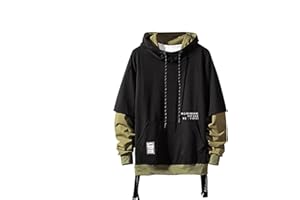 GURUNVANI Contrast Color Pullover Hoodie Mens Patchwork Hoodies Men