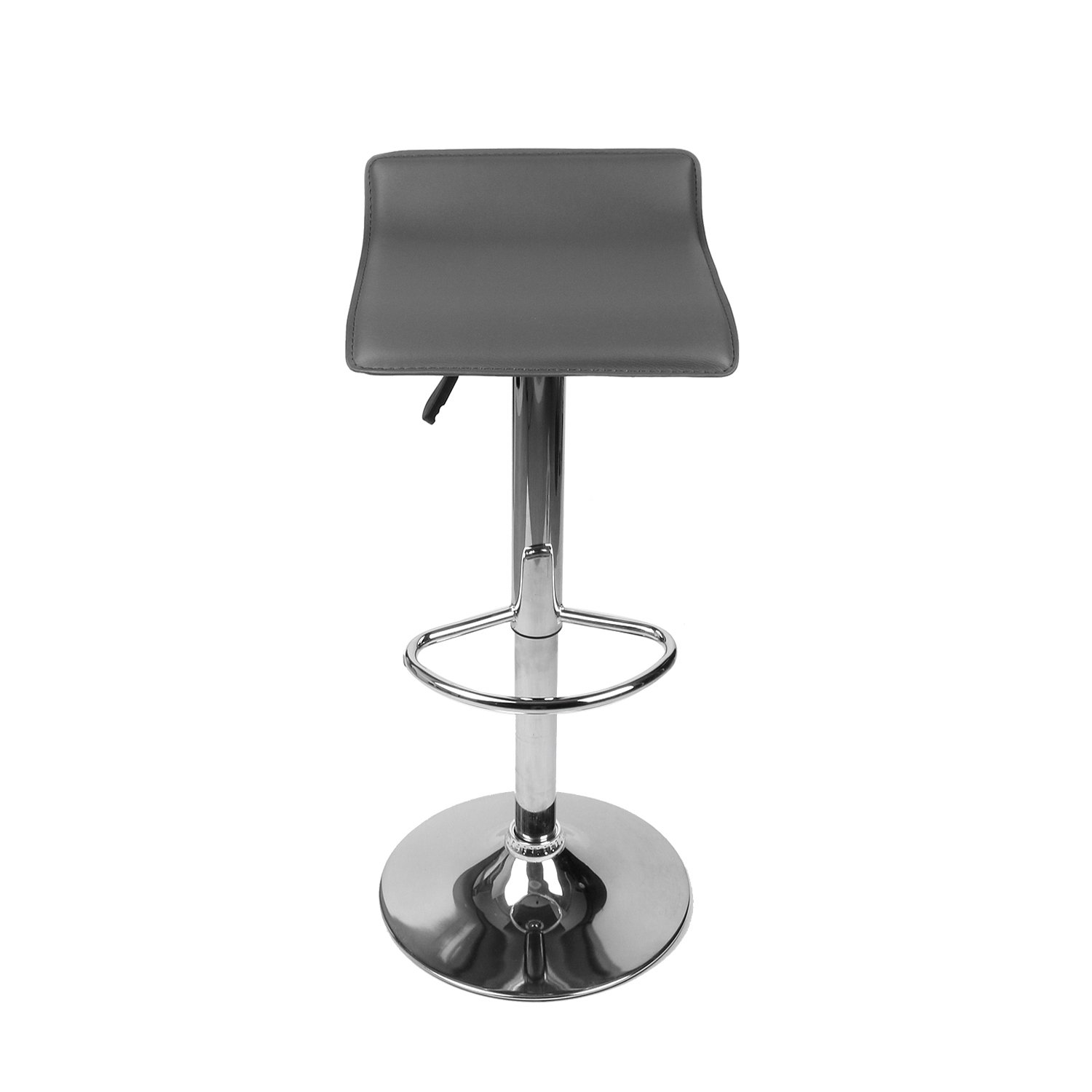 360 Degree Swivel Adjustable Bar Stool, Mordern Faux Leather Pub Chair, Set of 1 Grey