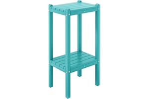 Costaelm Outdoor Side Table, 2-Tier Small Patio Coffee Tables for Outside, Outdoor End Tables for Patio, Adirondack Side Table for Outside, Outside Table for Pool, Porch, Garden, Turquoise
