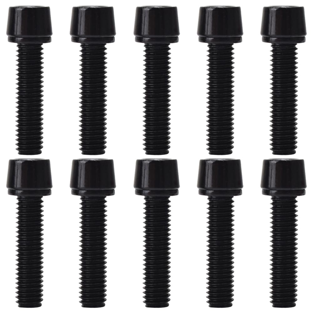 10 Pcs Bicycle Stem Bolts Durable Bicycle Riser Screws 20MM Bike Stem Fixed Screws with Washers M5 x 20mm Suitable for Mountain Bike Road Bikes