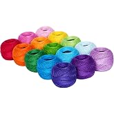Soft 1500Y 15 Pearl Balls Cardinal Size 8 Rainbow Colors for Crochet Hardanger Cross Stitch Needlepoint Hand Embroidery