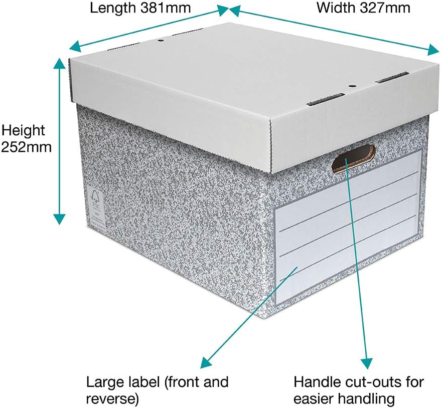 SUMMIT Large Archive Storage Boxes with Lids, Pack of 5, Durable Recycled Cardboard for Office Home & Moving, Easy Assembly - Image 4