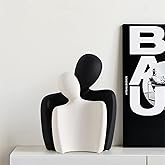Ceramic Couple Statues for Home Decor, Hugging Couple Figurines for Shelf and Table Decor, Modern Romantic Sculptures for Living Room Bedroom Office Decor, Black White