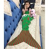 NOPTEG Kids Mermaid Tail Blanket Knitted Living Room Sofa Sleeping Bag Birthday Gift 59inch x31.5 inch (Green)