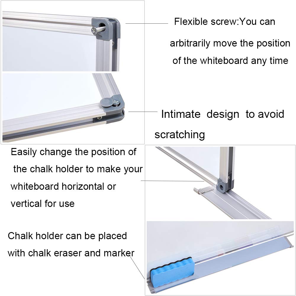 WELMORS Tableau blanc magnétique avec cadre en aluminium et porte-marqueurs Effaçable à sec, 110 x 80 cm