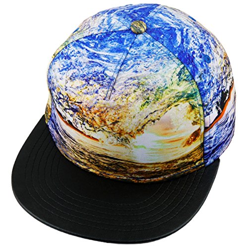 Samtree Unisex Snapback Hats,Coconut Tree Landscape Printed Flat Brim Baseball Cap(02-Sunset)