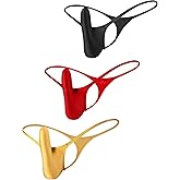 ChaoGii Sexy Mens Thong Low Rise Oil Shiny Mens G String T-Back Underwear Thongs Bulge Pouch Mens Lingerie